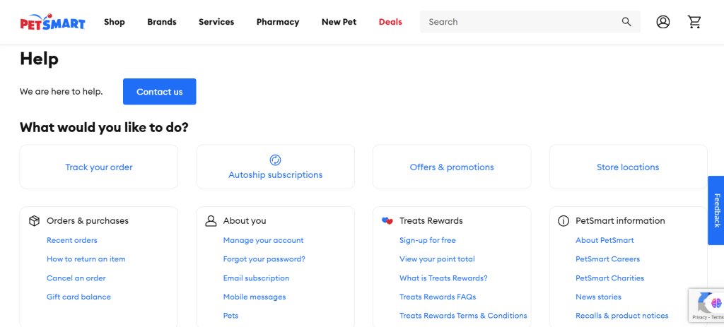 PetSmart Customer Support Website