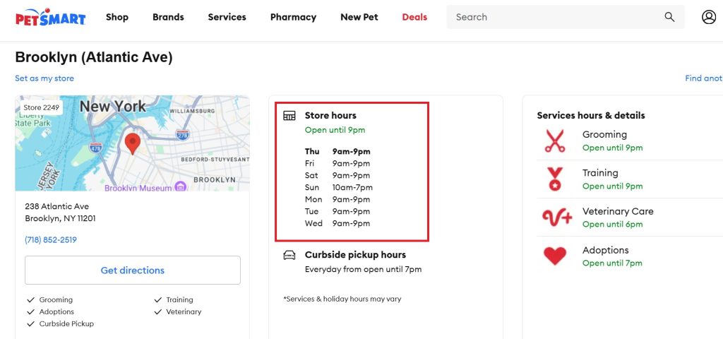 PetSmart NYC Timing