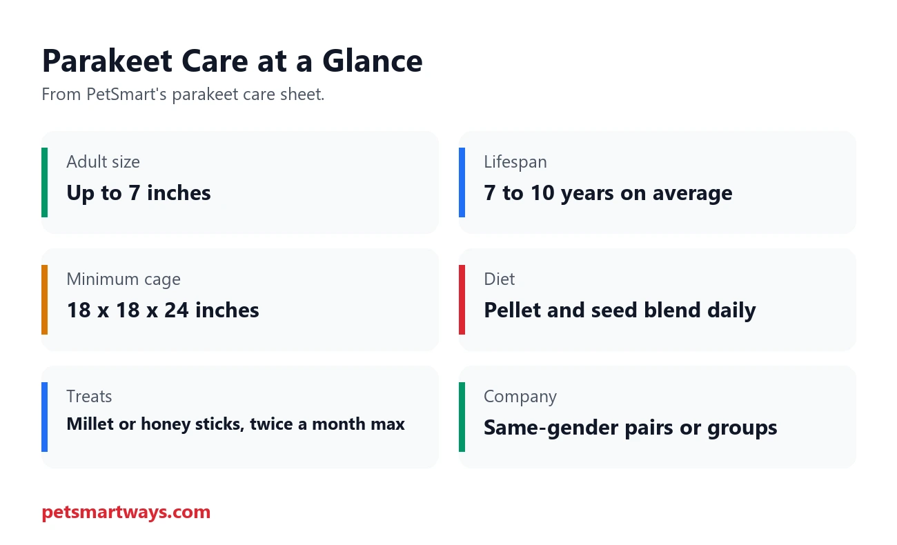 Parakeet care facts from PetSmart's care sheet